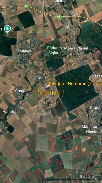 Moara Vlasiei, Gagu, Ilfov, teren extravilan de vanzare, 7.151 mp.